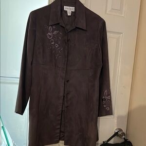 Jones New York Brown Pantsuit with Embroidered Details
